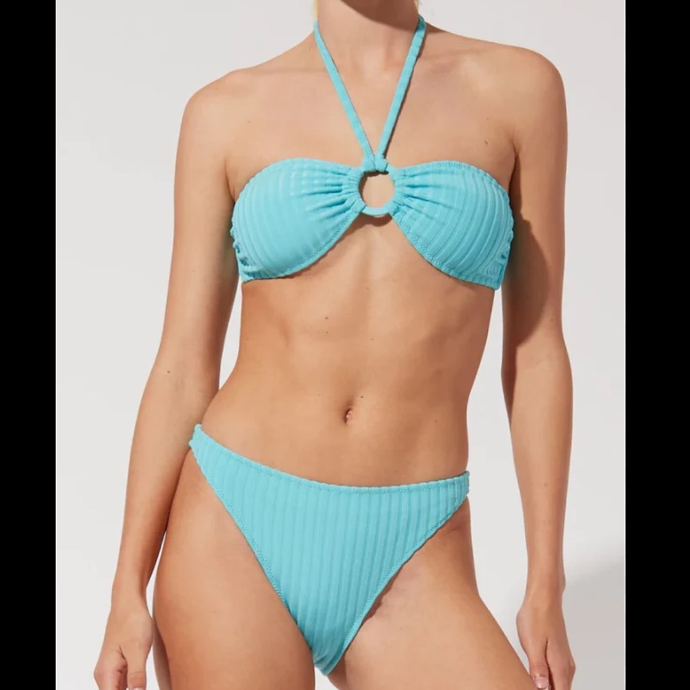 Solid and striped Tati bandeau bikini